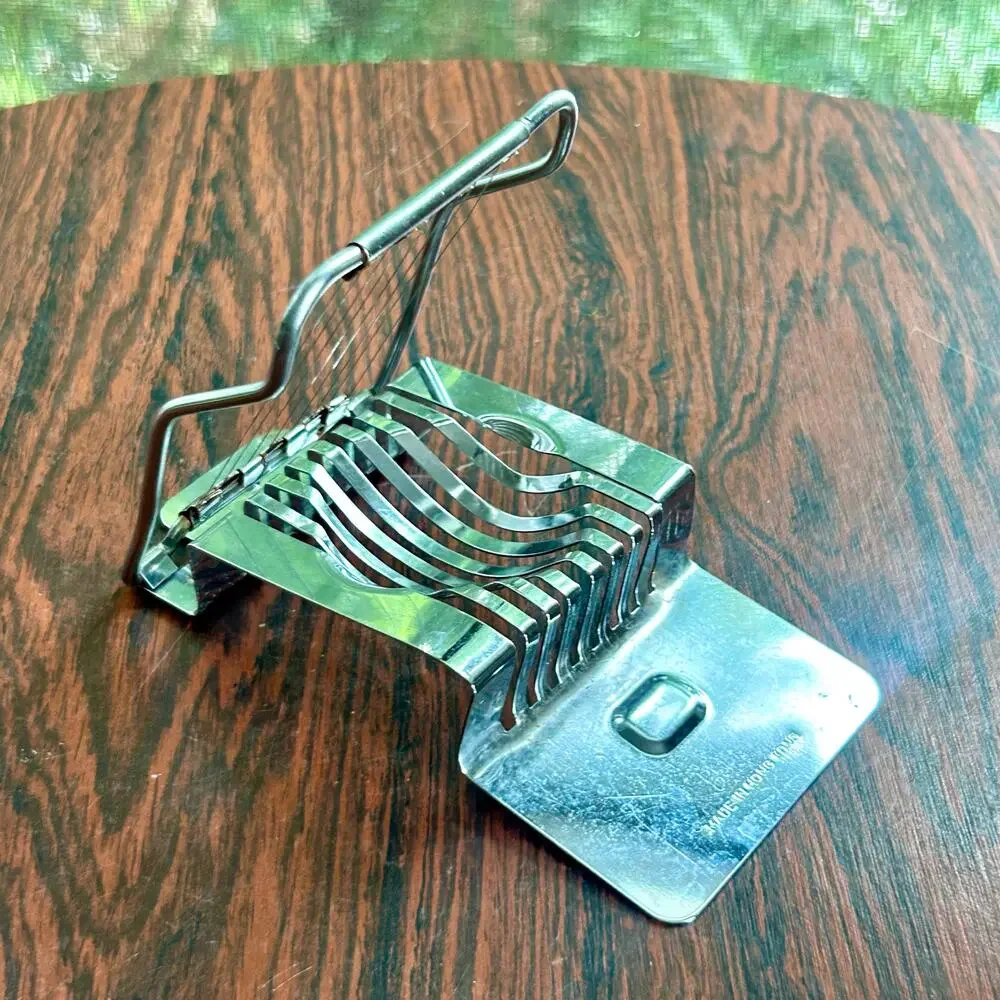 Vintage Egg Slicer Retro Kitchen Gadget Hong Kong Metal Utensil 1960s
